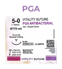 PGA Violet Absorbable Suture 5-0, 30'',16mm, 3/8 Reverse Cutting Needle - Vitality™ (Box of 12)